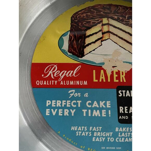 vtg Regal Ware quality aluminum layer cake pan USA With Original Label - Picture 3 of 7